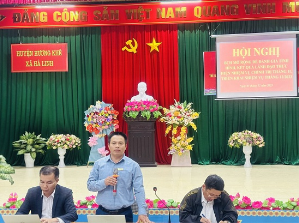 BCH Đảng bộ  Hà Linh tổ chức Hội nghị đánh giá tình hình nhiệm vụ chính trị tháng 11